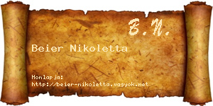 Beier Nikoletta névjegykártya